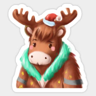 Cute Moose Drawing Sticker